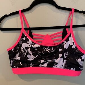 90 Degree by Reflex Sports Athletic Yoga Bra Black and Hot Pink Women’s Large